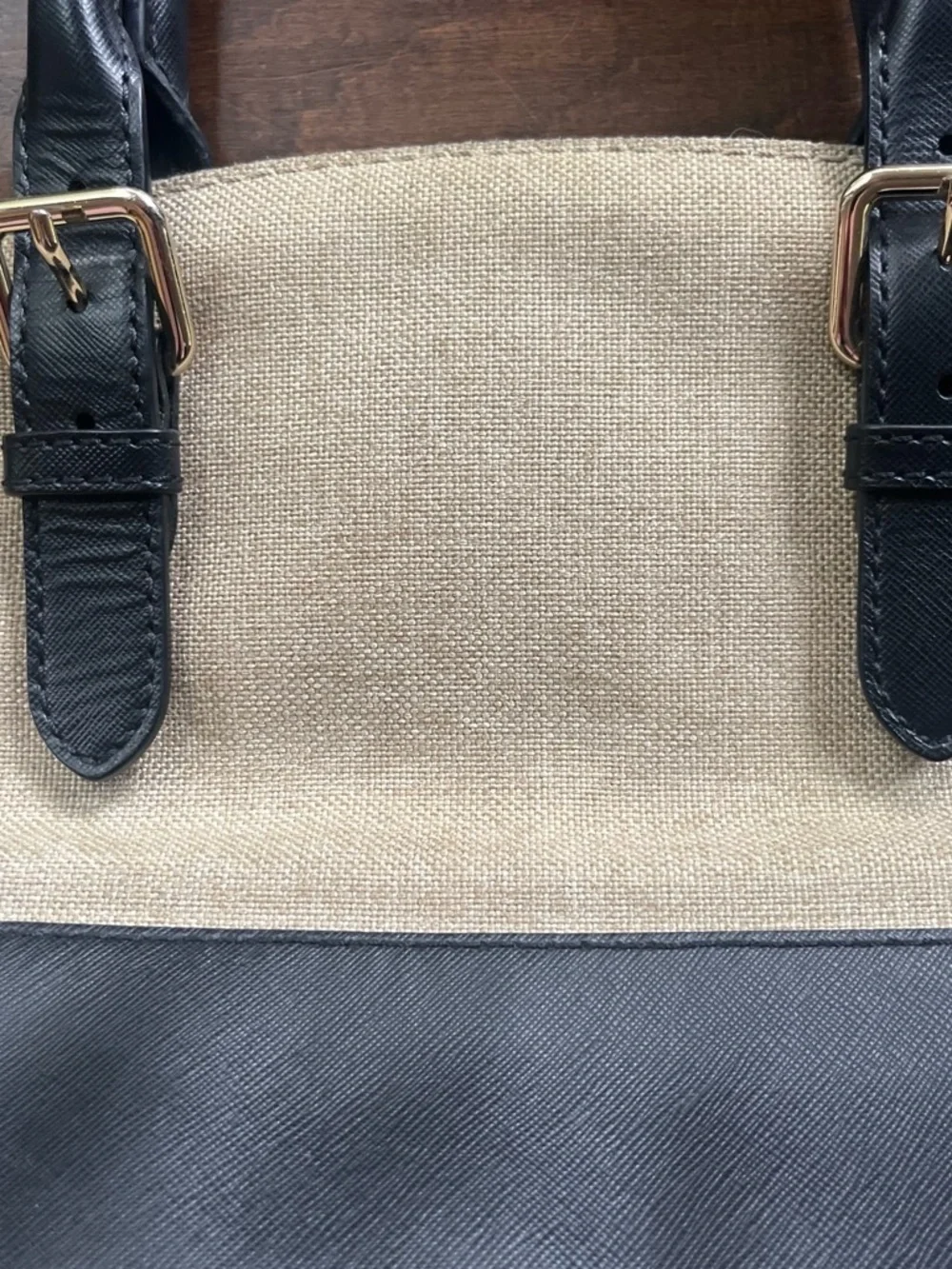 Kate Spade Charlotte Street Sloan Satchel, cream canvas and black leather